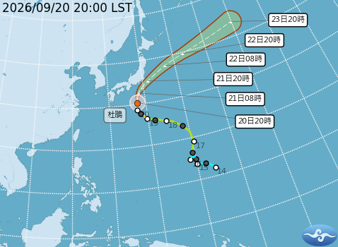 杜鵑颱風預測路徑。圖/取自中央氣象署