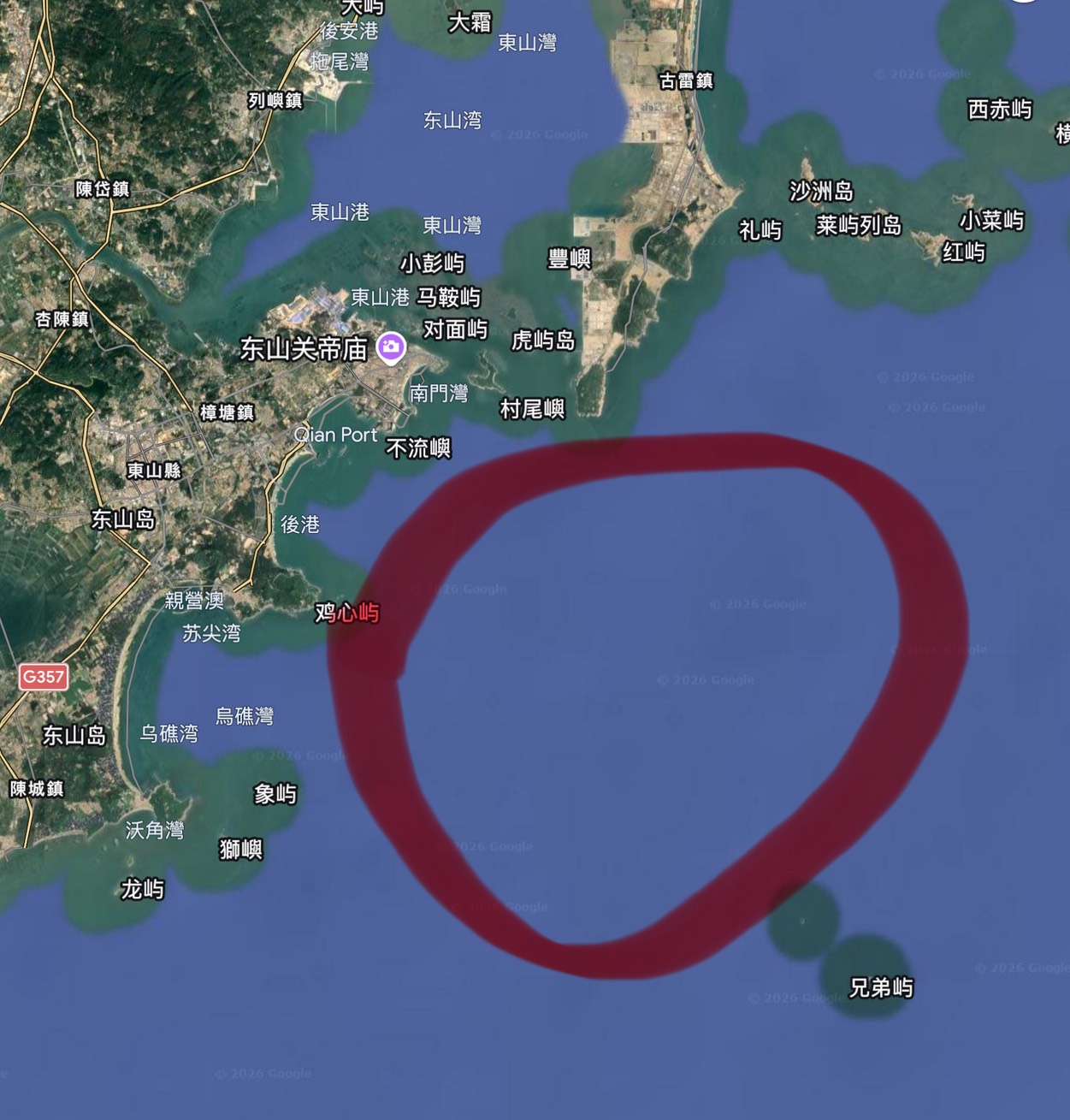 大陸實彈射擊是在其內水水域實施，整個管制海域沒有超出對岸領海基線。圖/作者提供