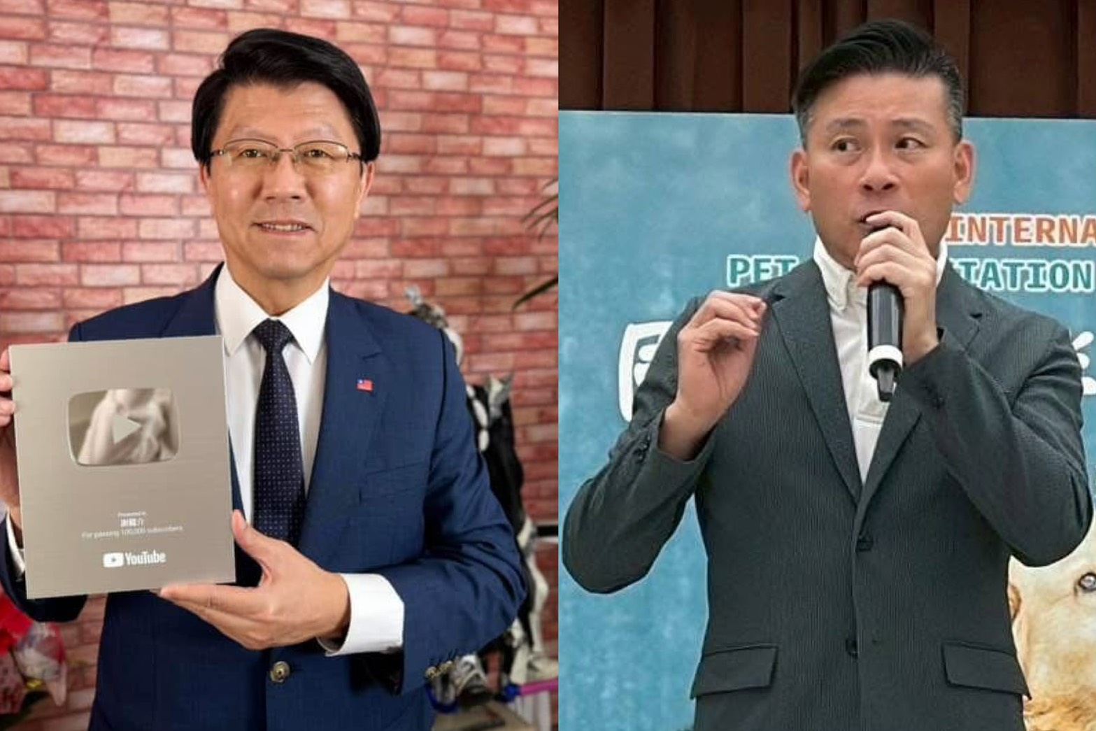 國民黨台南市黨部主委謝龍介（右）及國民黨台北市黨部主委戴錫欽（左）皆已針對偽造連署書一事向外界道歉。圖/取自謝龍介、戴錫欽臉書