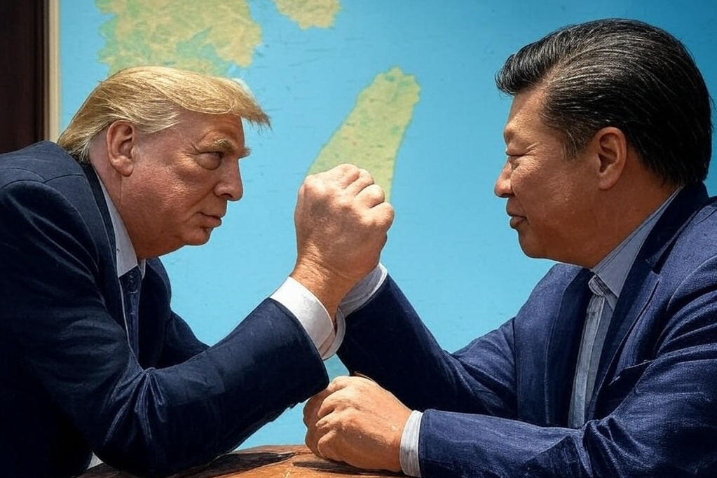 俄烏、中東戰事趨緩後，美國總統川普（左）必須面對大陸國家主席習近平（右）與台灣的問題。圖/AI生成