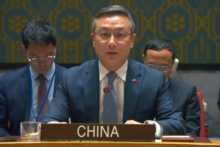 針對委內瑞拉問題，大陸常駐聯合國代表團臨時代辦孫磊表示，中方對美方行為深表震驚，予以強烈譴責。圖/取自大陸常駐聯合國代表團 X