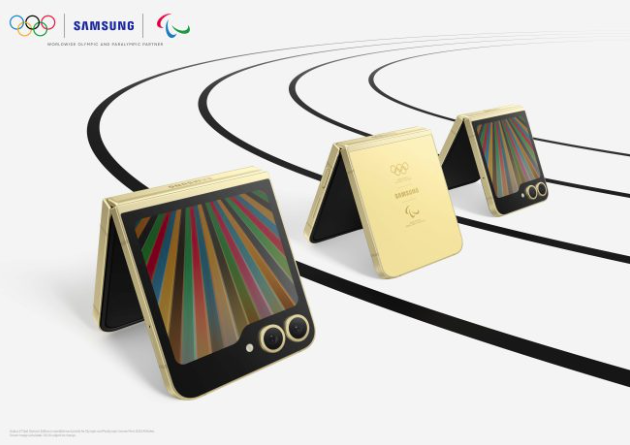 南韓三星電子（Samsung Electronics）提供巴黎奧運選手「Galaxy Z Flip6奧運特別版」手機。圖/取自Samsung Newsroom U.S.官網