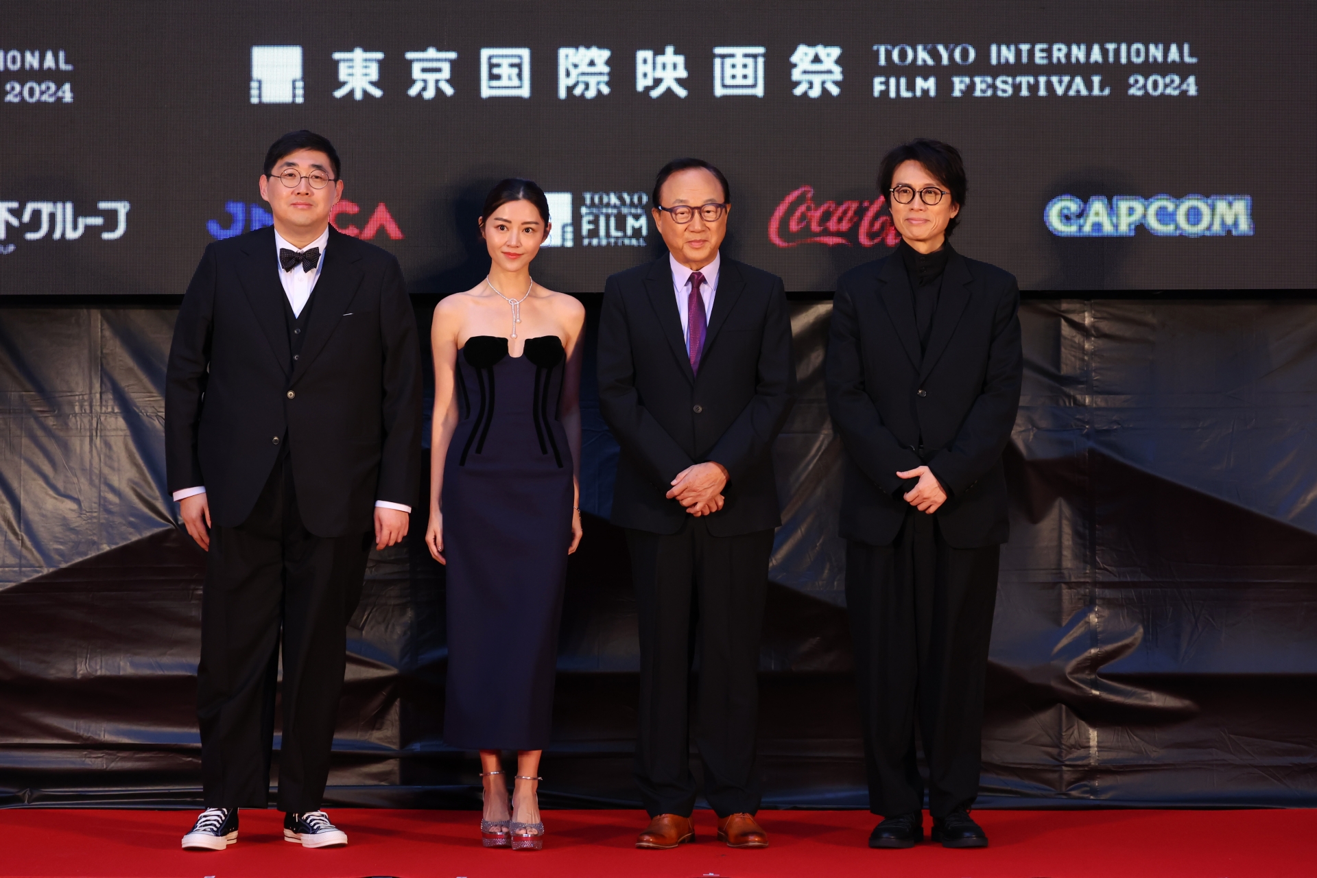 《破·地獄》日前參加東京影展，導演陳茂賢（左起）、演員衛詩雅、許冠文、黃子華出席。圖/華映娛樂提供