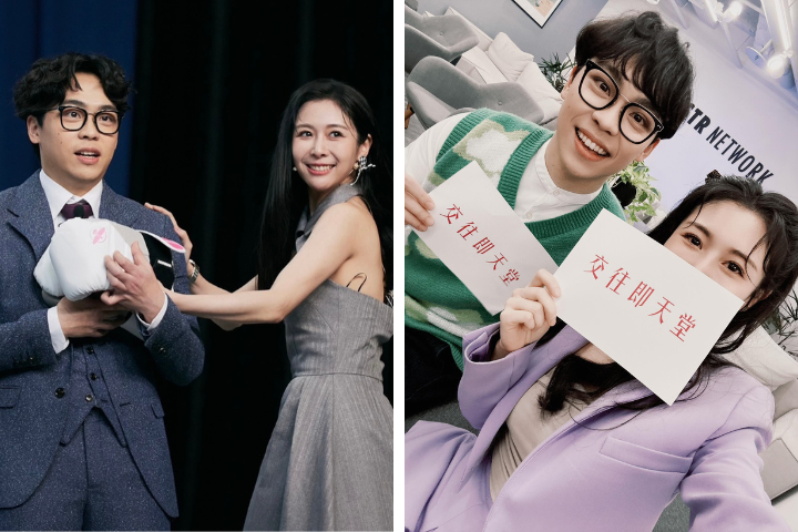 合成圖。女星Albee辯駁沒有介入喜劇演員賀瓏和天殘的感情。圖/取自Albee IG