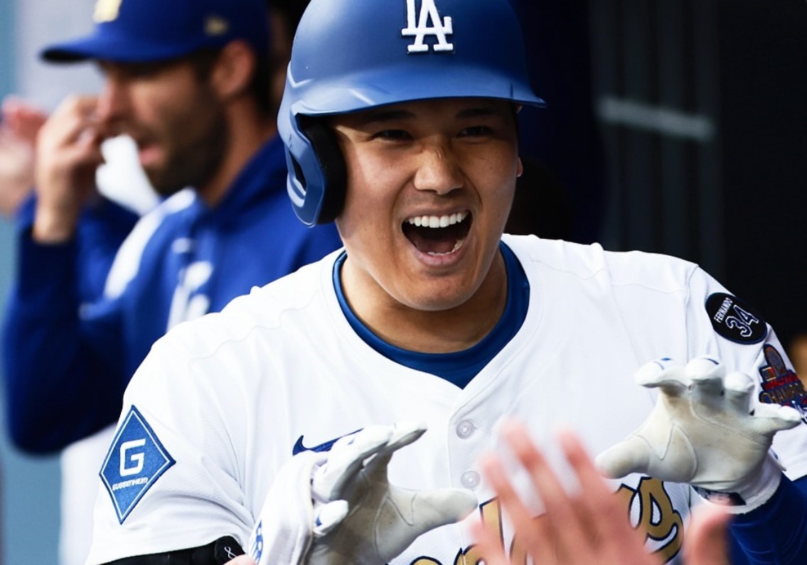 大谷翔平美國例行賽開轟，協助道奇拿到1分。大谷表示：「（在美國的）首戰，我當然想贏」。圖/取自MLB IG