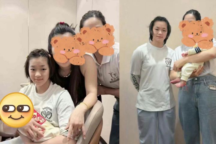 全紅嬋身穿便裝參與隊友家庭聚會時仍保持精瘦線條、面部輪廓分明，與國家隊訓練階段無明顯差異。圖/取自微博