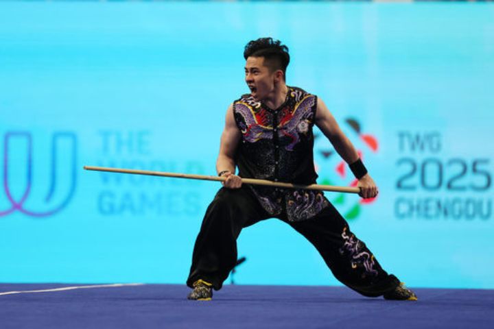 2025成都世界運動會，8日中華隊劉菖閔在男子南拳、南棍項目拿下銅牌，也是本屆中華隊在世運會首面獎牌。圖／中華奧會提供