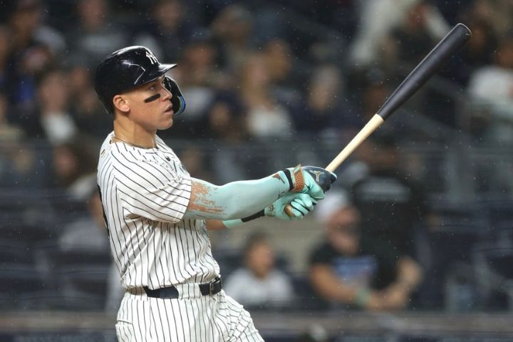 MLB紐約洋基25日迎戰芝加哥白襪，「法官」賈吉轟出超前比分的3分全壘打，第4度達成單季50轟。圖/取自mlbjapan IG