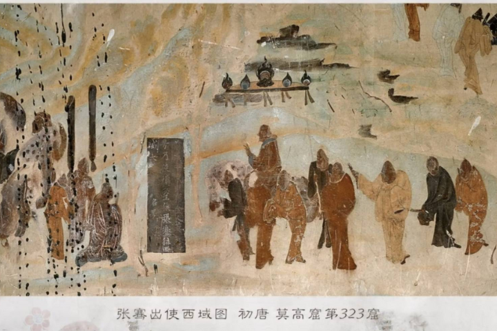 世界瑰寶敦煌莫高窟，不僅代表文明及民族的記憶，更印證了人類對「須彌精神」的嚮往。圖為莫高窟中第323窟「張騫出使西域圖」。圖／截取敦煌研究院影片