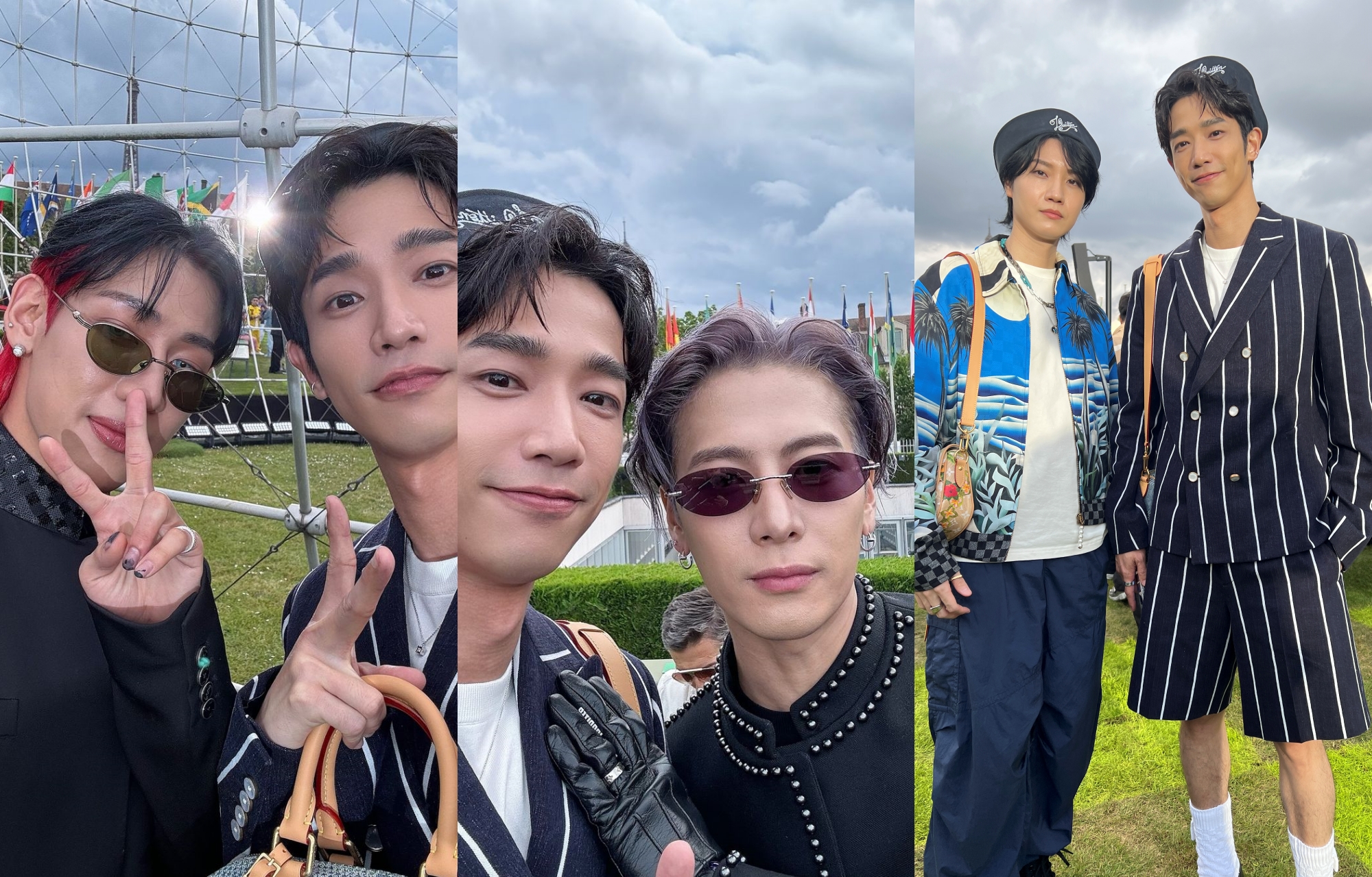 劉以豪應LV邀請到巴黎，與（左起）GOT7成員BamBam、王嘉爾與櫻田通等人合影留念。圖/劉以豪工作室提供