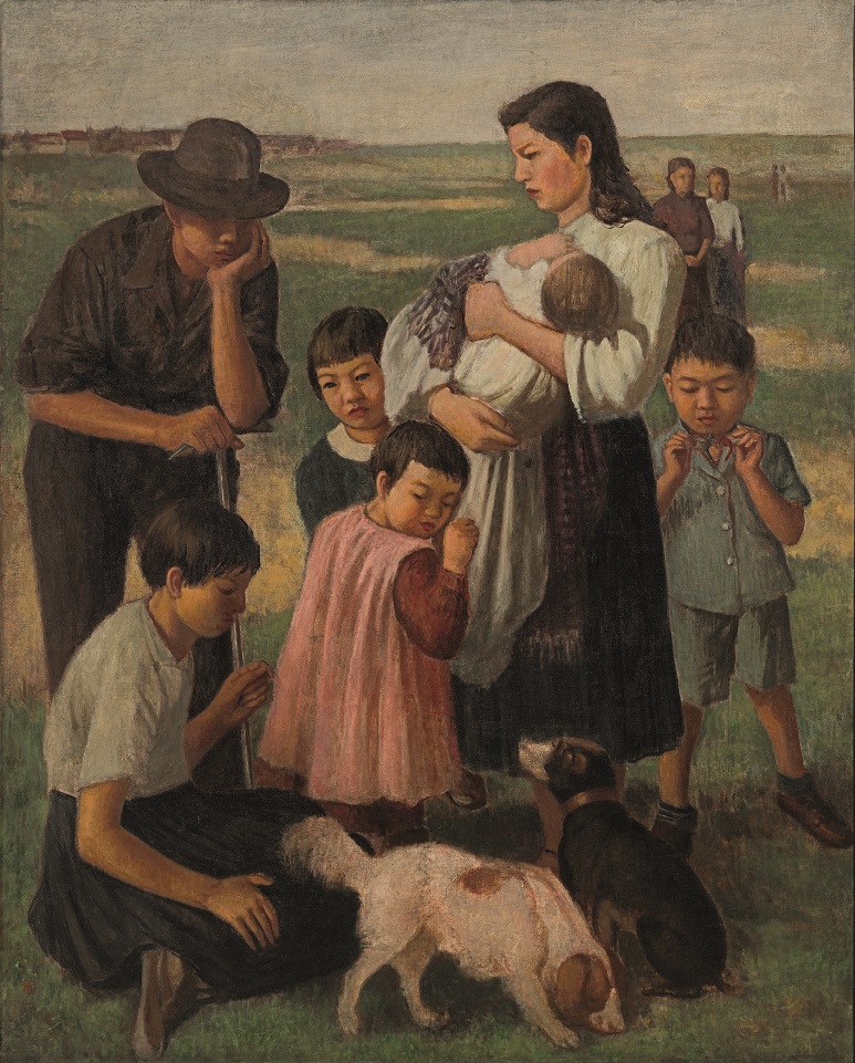 李梅樹早期作品〈郊遊〉。圖/國美館提供