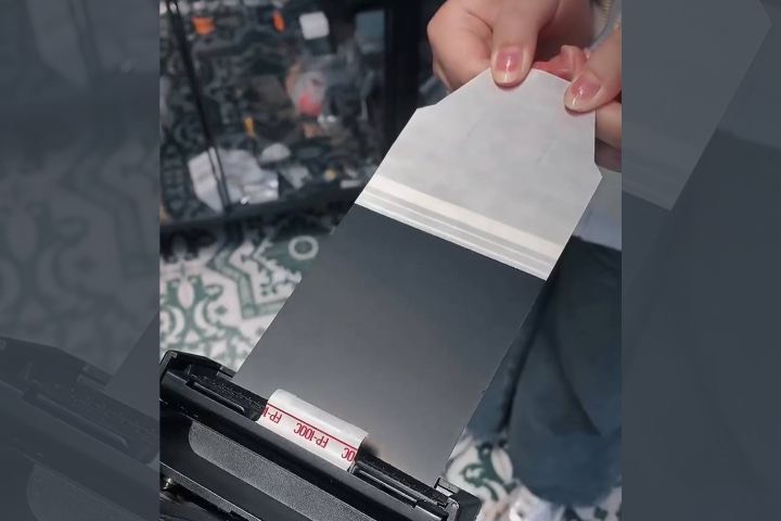 按下快門後，被拍攝者從相機中拉出撕拉片相紙。圖／受訪者提供