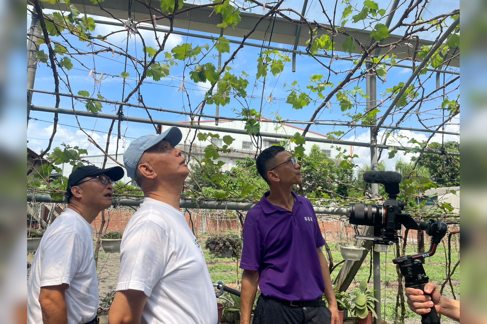 頂新和德基金捐助人代表魏應充（中）親自走訪彰化兩大青創團隊，以「業師」身分親授經營秘訣。圖/記者洪子苓攝
