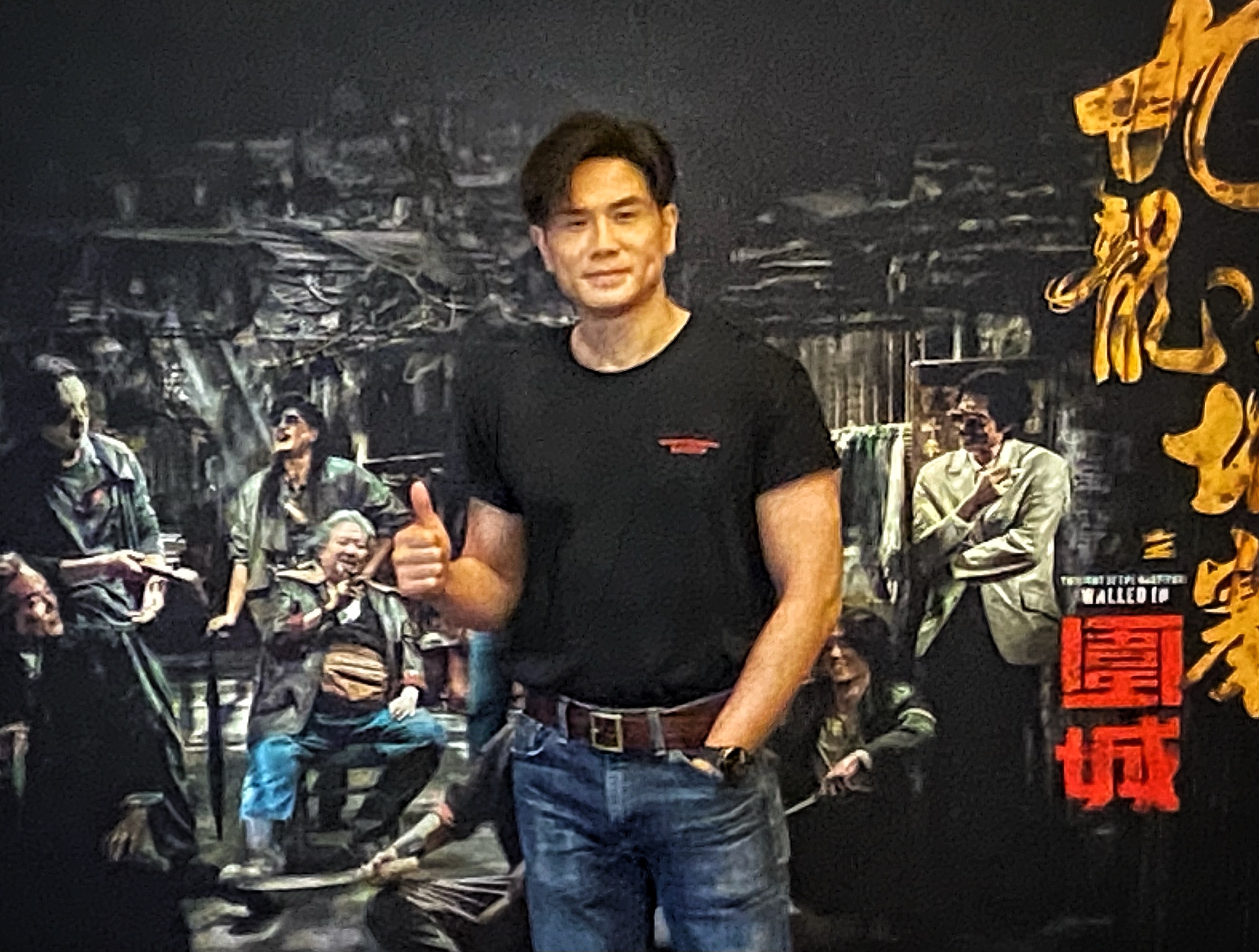 電影《九龍城寨之圍城》片中大反派「王九」伍允龍今（31日）來台兩天一夜快閃，進行今晚及明天的戲院QA行程。圖/田瑜萍攝