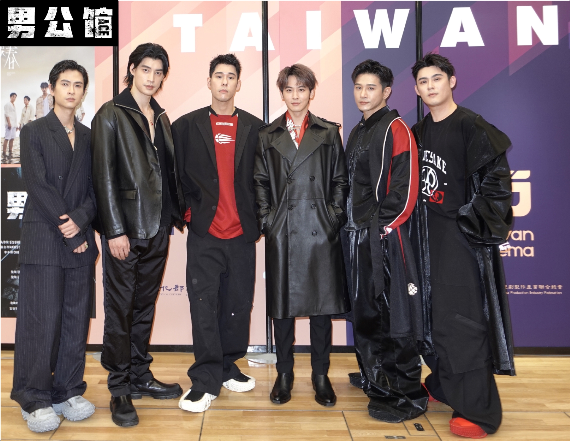 以男公關為題材的影集《男公館》在TIFFCOM東京國際影視展舉辦記者會，公布卡司左起石知田、羅宏正、周予天、吳思賢、張立昂、陳奕。圖/男公館提供