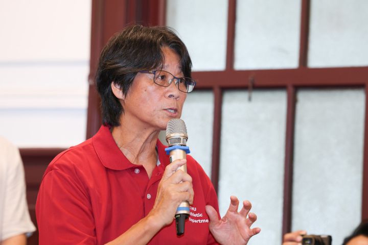 台師大女足抽血案涉案教練周台英（圖）19日首度公開露面致歉。圖/中央社